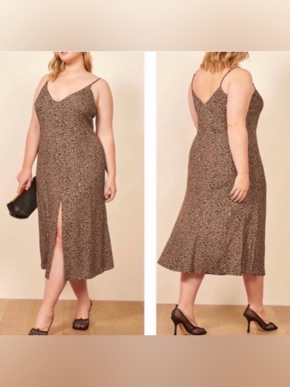REFORMATION Bates Midi Slip Dress Bengal Leopard Print Plus Size 24 Orig. $248